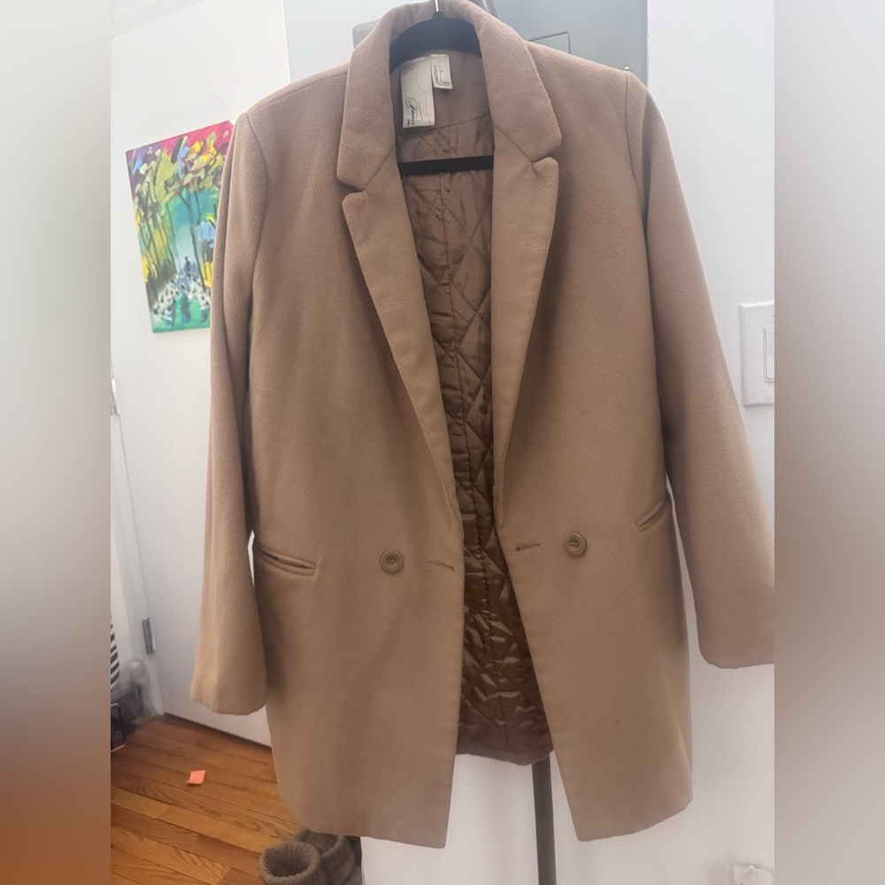 Forever 21 Exclusive Womens Large Coat  Pea Coat Midi Tan